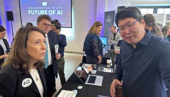 Sen. Maria Cantwell and AI2's Chris Emura at Future of AI Forum