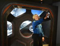 Dottie Metcalf-Lindenburger at Museum of Flight's selfie station