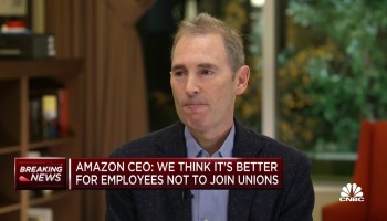 Amazon CEO Andy Jassy discusses unions on CNBC